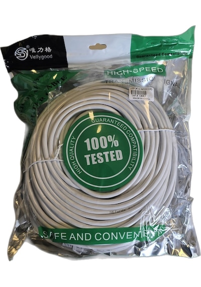 Cat6 Ethernet Kablosu 50 Metre Utp Rj45 Patch İnternet Bilgisayar Modem Bağlantı Kablosu Beyaz