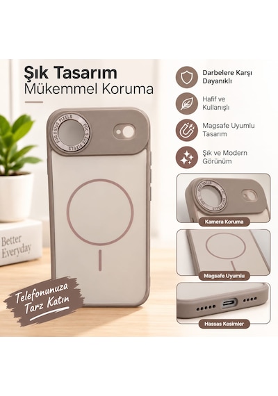 İphone 17 Aır Uyumlu Kamera Korumalı Silikon Kahverengi