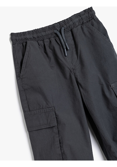 Koton Jogger Paraşüt Pantolon Cepli Beli Bağlamalı Pamuklu Antrasit 5wkb40008tw Antrasit