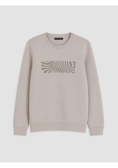 Lcwaıkıkı Classic Gri Bisiklet Yaka Desenli Erkek Sweatshirt