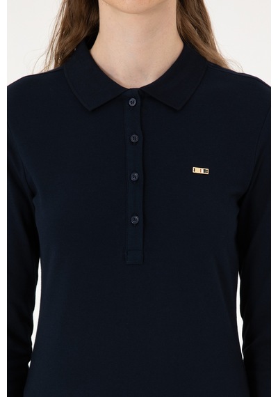 U.S. Polo Assn. Kadın Lacivert Basic Polo Yaka Sweatshırt 50313593-VR033