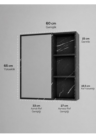 Dalin Tek Kapak Aynalı Banyo Dolabı Mdf Beyaz