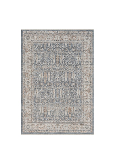 Mariesse Home Vintage Eskitme Desenli Makine Dokuma Salon Oturma Odası Halısı 10207 Mavi