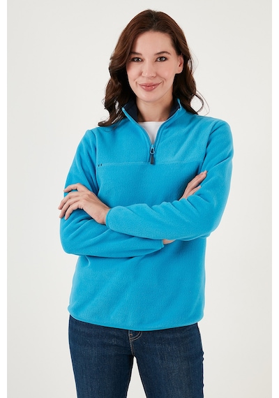 Lela Slim Fit Yumuşak Dokulu Anti-Pilling Tüylenme Yapmayan Yarım Fermuarlı Bayan Polar 5907000 Turkuaz