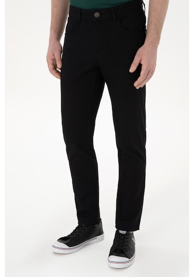 U.S. Polo Assn. Erkek Siyah Slim Fit Kanvas Pantolon 50309119-VR046