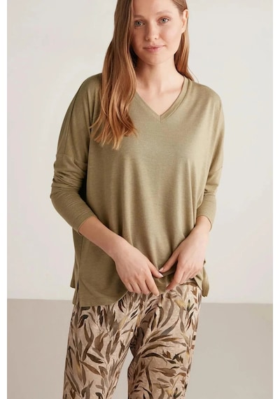 Penye Mood Yumuşak Dokulu Pijama Takımı 2833 Haki