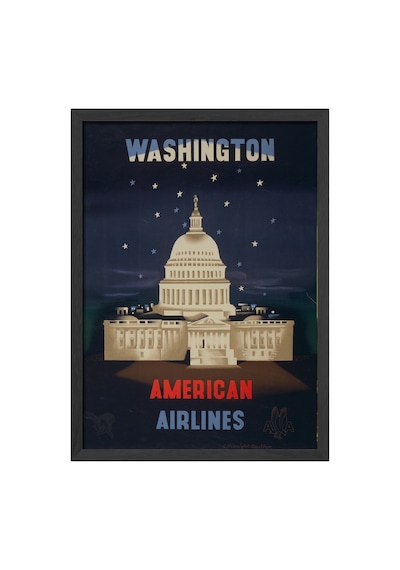 Washington Siyah Ahşap Çerçeveli Poster, Dekoratif Seyahat Duvar Tablosu