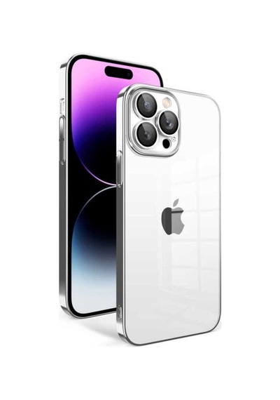 Apple Uyumlu iPhone 14 Pro Max Kılıf Kamera Korumalı Renkli Çerçeveli Zore Garaj Kapak Gümüş