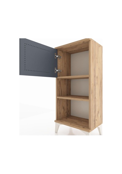 Arges Komodin 2 Raflı Tek Kapaklı 44x30x96 Çam-antrasit Atlas Çam