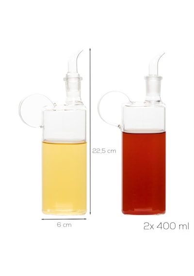Porsima 408 2li Kare Borosilikat Cam Yağdanlık Yağlık Sirkelik 400ml Şeffaf