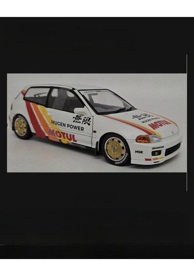 Solido 1:18 1992 Honda Civic Eg6 Works Mugen Racing White Model Araba