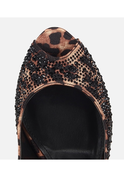 Hotiç Kadın Saten Leopar Desenli Taşlı Burnu Açık Topuklu Sandalet 01sah321080a499 01sah321080a499 Siyah