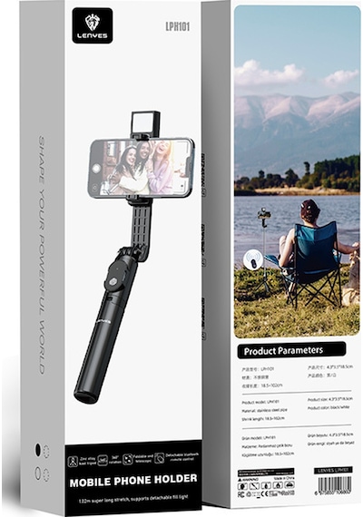 Lenyes Lph101 Canlı Yayın Dolgu Işıklı Tripod Ve Selfie Çubuğu Siyah