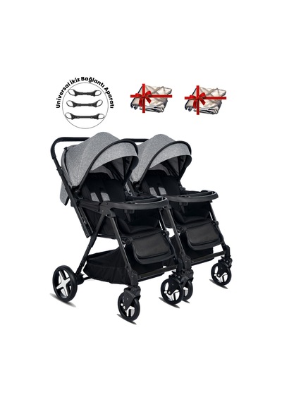 Baby Home 810 Ayrılıp Birleşebilen Çift Yönlü İkiz Bebek Arabası