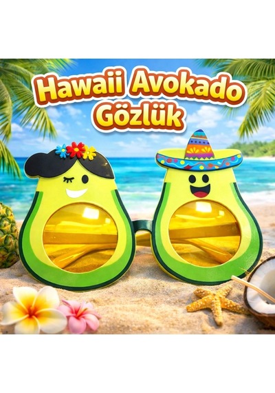 Hawaii Temalı Avokado Gözlük Kostüm Parti Gözlüğü 1