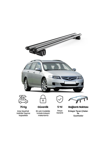Pençe Honda Accord Tourer 2002-2008 Uyumlu Gri Ara Atkı Port Bagaj Tavan Barı