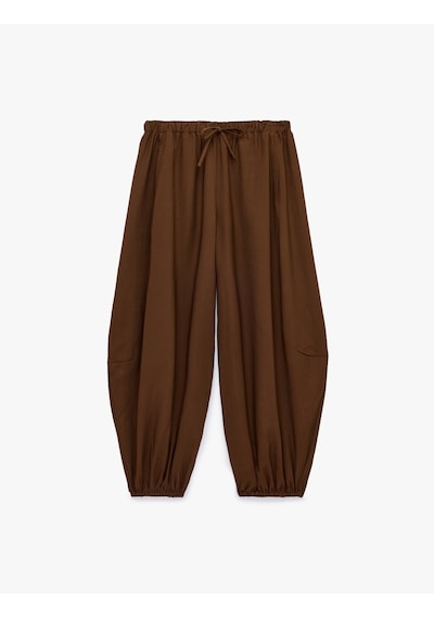 Koton Beli Lastikli Harem Pantolon Kahverengi 6sak40157ew Kahve