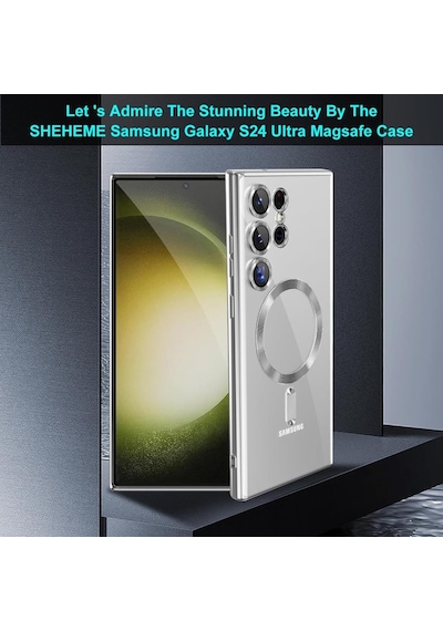 Samsung Galaxy S25 Ultra İçin Magsafe İle Uyumlu Kılıf Kamera Lensli Korumalı Şeffaf Silikon Kapak Gümüş