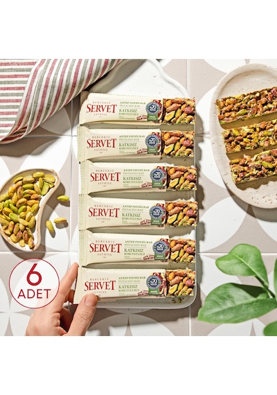 Servet Şekeri Meyveden Antep Fıstığı Krokan Bar 20g 6'lı Paket