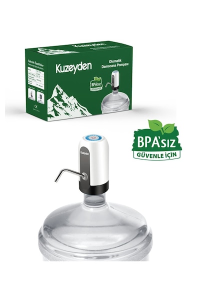 Bpa'sız Şarjlı Damacana Pompası Bpa'sız Boru 10l - 15l - 19l 1200 Mah Beyaz