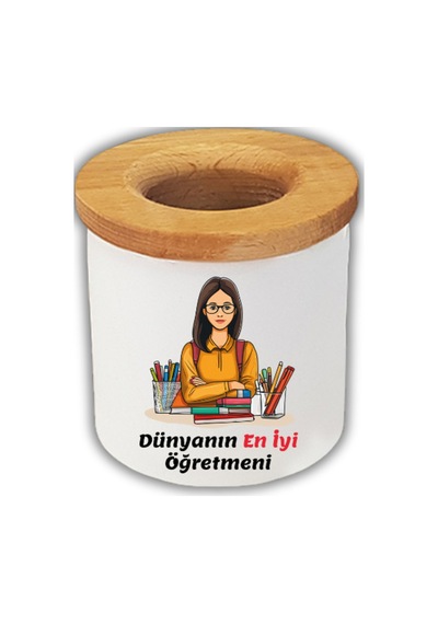 Öğretmenler Gününe Özel Hediye Masaüstü Kalemlik Beyaz