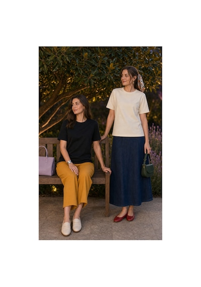 Modi Green Premium Oysho Model 2'li Unisex Regular Oversize Sıfır Yaka Tişört - Siyah - Ekru Modi Green Premium Oysho Model 2'li Unisex Regular Oversize Sıfır Yaka Tişört - Siyah - Ekru