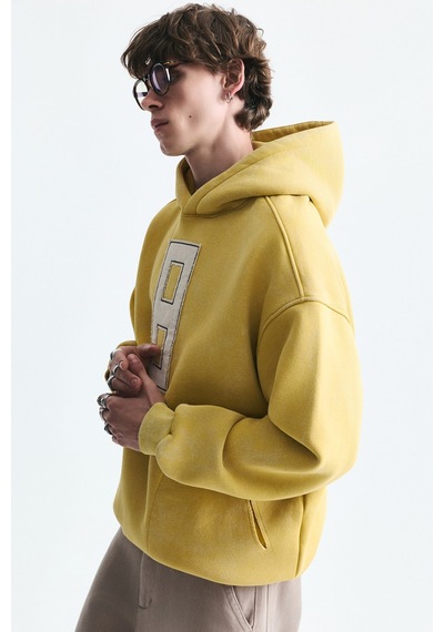 Vamos Numara Baskılı Oversize Sweatshirt Sarı