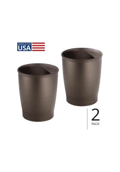İdesign Küçük Yuvarlak Plastik Çöp Kovası, Kent Koleksiyonu, 2'li Set, 21x21x25 Cm, Bronz