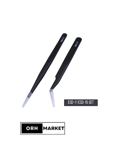 Antistatik ESD Cımbız Seti – ESD-11 ve ESD-15 Karbon Fiber Hassas Elektronik Cımbızlar (2'li Set)