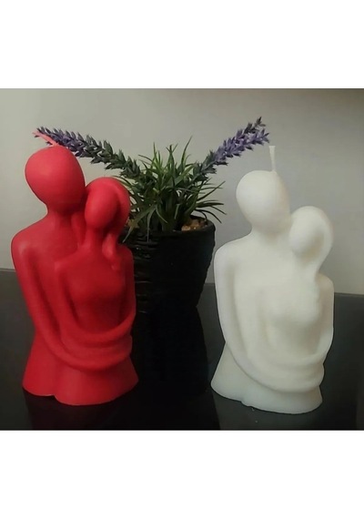 Bernami Vazo Pinterest Hediyelik Dekoratif Sarılan Çift Temalı Kokusuz Mum Kırmızı Ve Beyaz 2 Adet Diğer