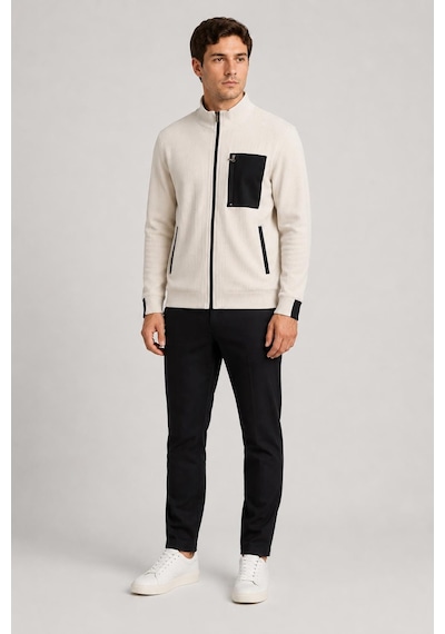 Alexandergardi Cep Detaylı Fermuarlı Dik Yaka Sweatshirt Taş