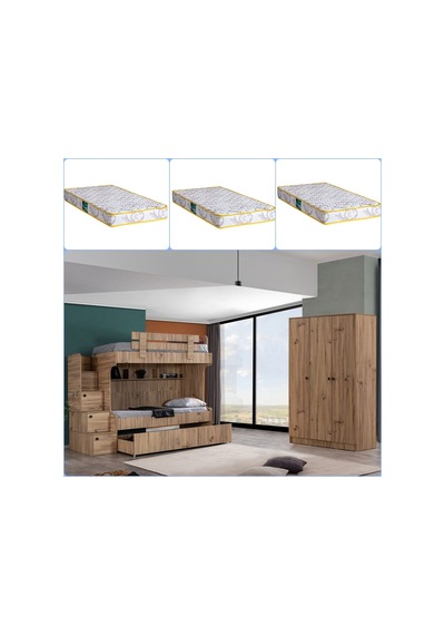 Ranza, Viva Yavrulu Ranza 3 Kapaklı Dolap + 3 Comfort Yatak 90 X 190 CM