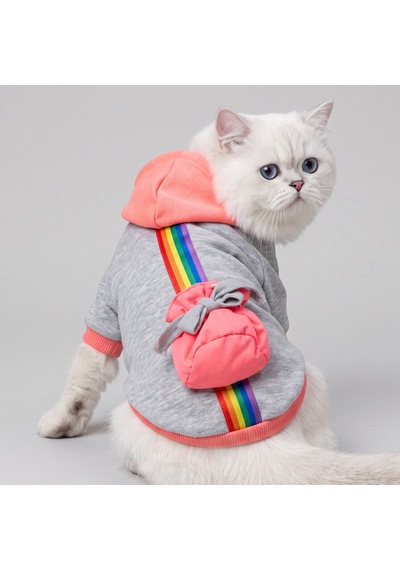 Kemique Rainbow Kedi Sweatshirt Kapüşonlu Gökkuşağı Detaylı Kedi Kıyafeti Kedi Hoodie Kemique Rainbow Kedi Sweatshirt Kapüşonlu Gökkuşağı Detaylı Kedi Kıyafeti Kedi Hoodie