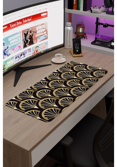 Art Deco Tarzı Kaymaz Dikişli Kauçuk Oyuncu Mousepad V1 - 70x30 Xl Gaming Mouse Pad Fare Altlığı