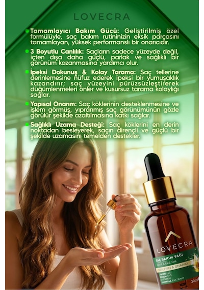 Saç Bakım Yağı Badem Argan Yağı E Vitamini Sarımsak Ekstraktı Besleyici Güçlendirici Onarıcı 30 Ml