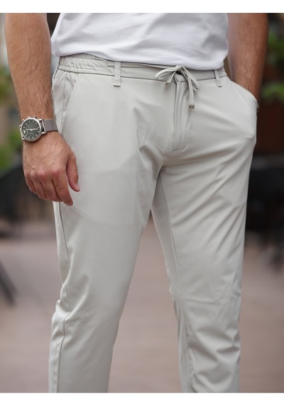 Ultra Hafif İnce Esnek Slim Fit Jogger Krem