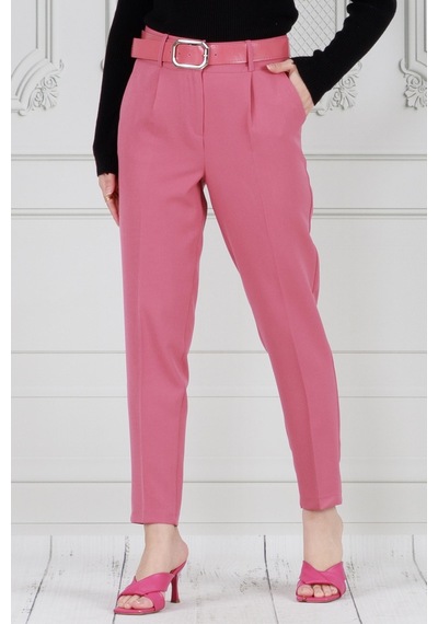 Sevitli Beli Kemerli Kalem Pantolon-pembe-3713-pembe Pembe