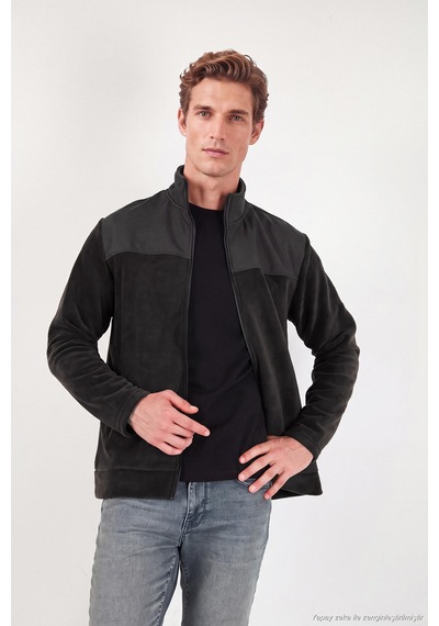 Buratti Regular Fit Garnili Dik Yaka Sıcak Tutan Polar Mont Erkek Polar Mont 59060443 Antrasit