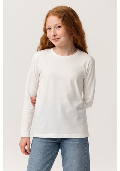 Esila Kids Çocuk Uzun Kollu Pamuklu Basic Tişört 4-11 Yaş Beyaz