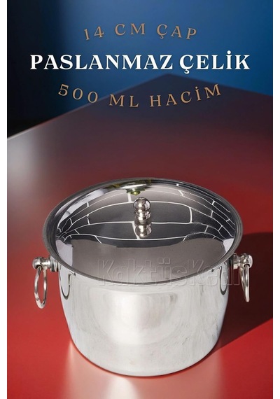 Termoslu Paslanmaz Çelik Buz Kovası 500 Ml Gümüş, 7480000717465 Altın - Siyah