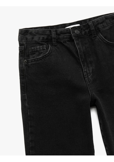 Koton Cep Detaylı Rahat Kesim Pamuklu Denim Pantolon Siyah 6wkb40014td