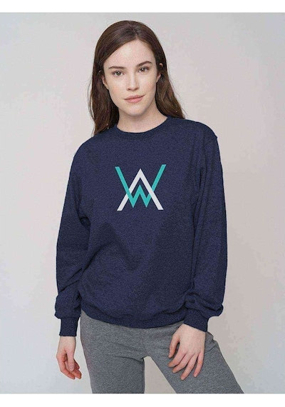 Walker Logo Baskılı Indigo Mavi Kadın Sweatshirt