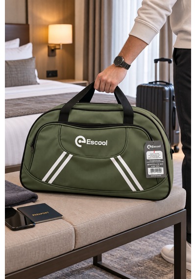 Fitilli Spor Ve Seyahat Çantası Haki 2 Gözlü 38x62x20 Cm Günlük Kullanım Çok Renkli