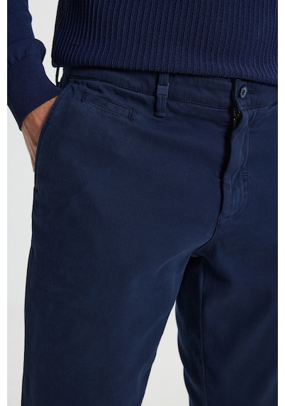 AC&Co / Altınyıldız Classics Erkek Laci Pamuklu Slim Fit Dar Kesim Armürlü Yan Cep Esnek Casual  Pantolon Lacivert