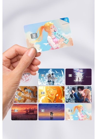 Your Lie In April Shigatsu Wa Kimi No Uso Kart Kaplama Sticker 8 Adet Çok Renkli