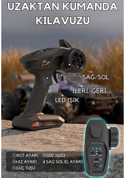 50 Km Hız Yapan Elektrikli Araba Uzaktan Kumandalı 4x4 Arazi Aracı Off-road Araba Yeşil