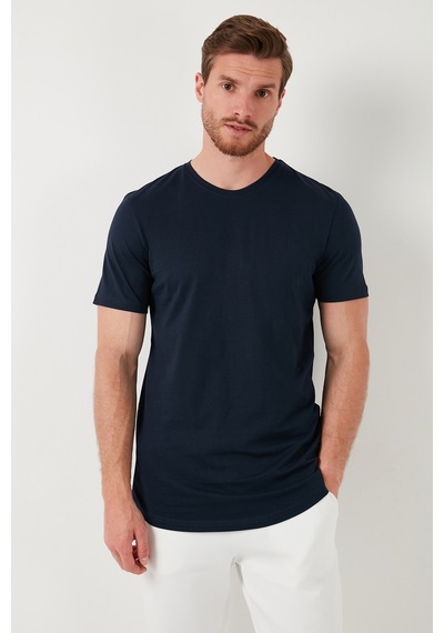 Buratti % 100 Pamuk Regular Fit Bisiklet Yaka T Shirt Erkek T Shirt 5902511 Indigo