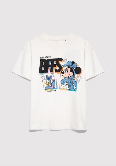 Mavi - Mickey Mouse Baskılı Ekru Tişört 7610419-70057