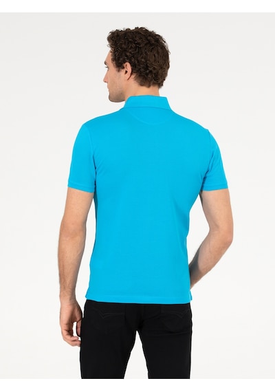 Turkuaz Polo Yaka Slim Fit Basic Merserize T-shirt Yeşil