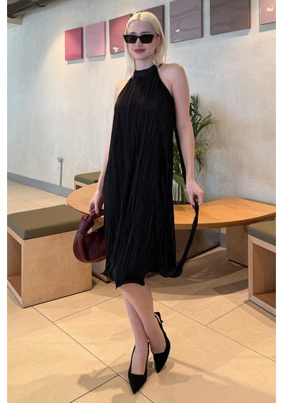 Madmext Siyah Halter Yaka Kadın Elbise Mg2351 Siyah